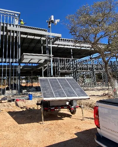 Solar Surveillance Trailer at Construction Site - Thumb