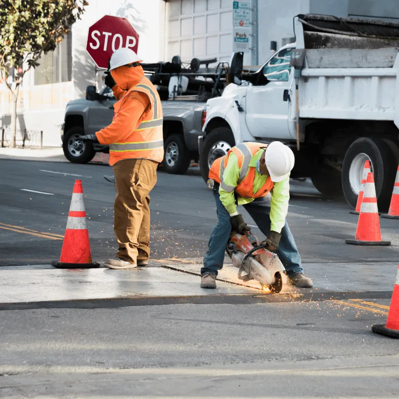 Highway workers cutting (1)