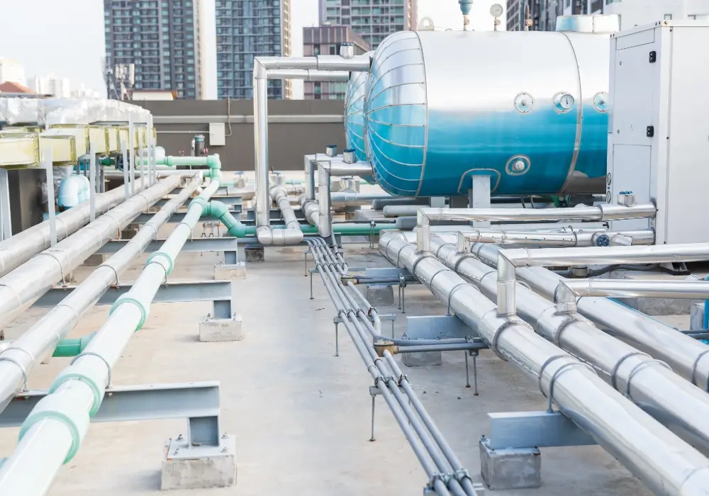 Public Utility Site with pipes and tanks