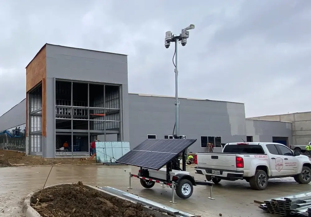 Solar Trailer outside Cadillac's new dealership being constructed