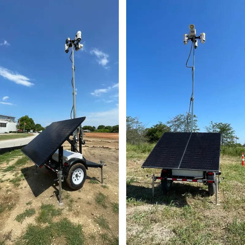 Two Solar Surveillance Trailers Side by Side